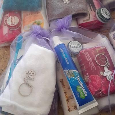 Handing out Sympathy packs