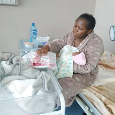 Mom receiving her parcel