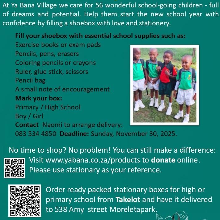 Our October newsletter is a call to action. Back to School with Ya Bana Village for the Children