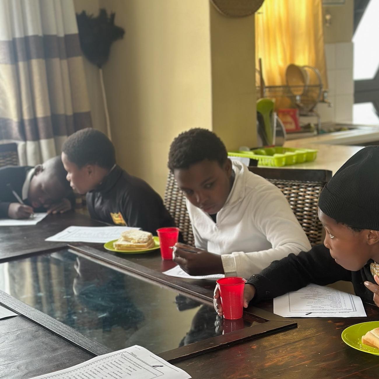 Students practicing English grammar