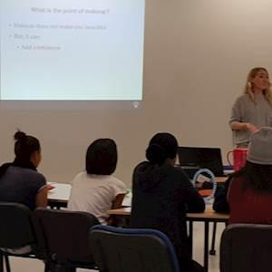 Our girls receiving valuable training from on of our speakers